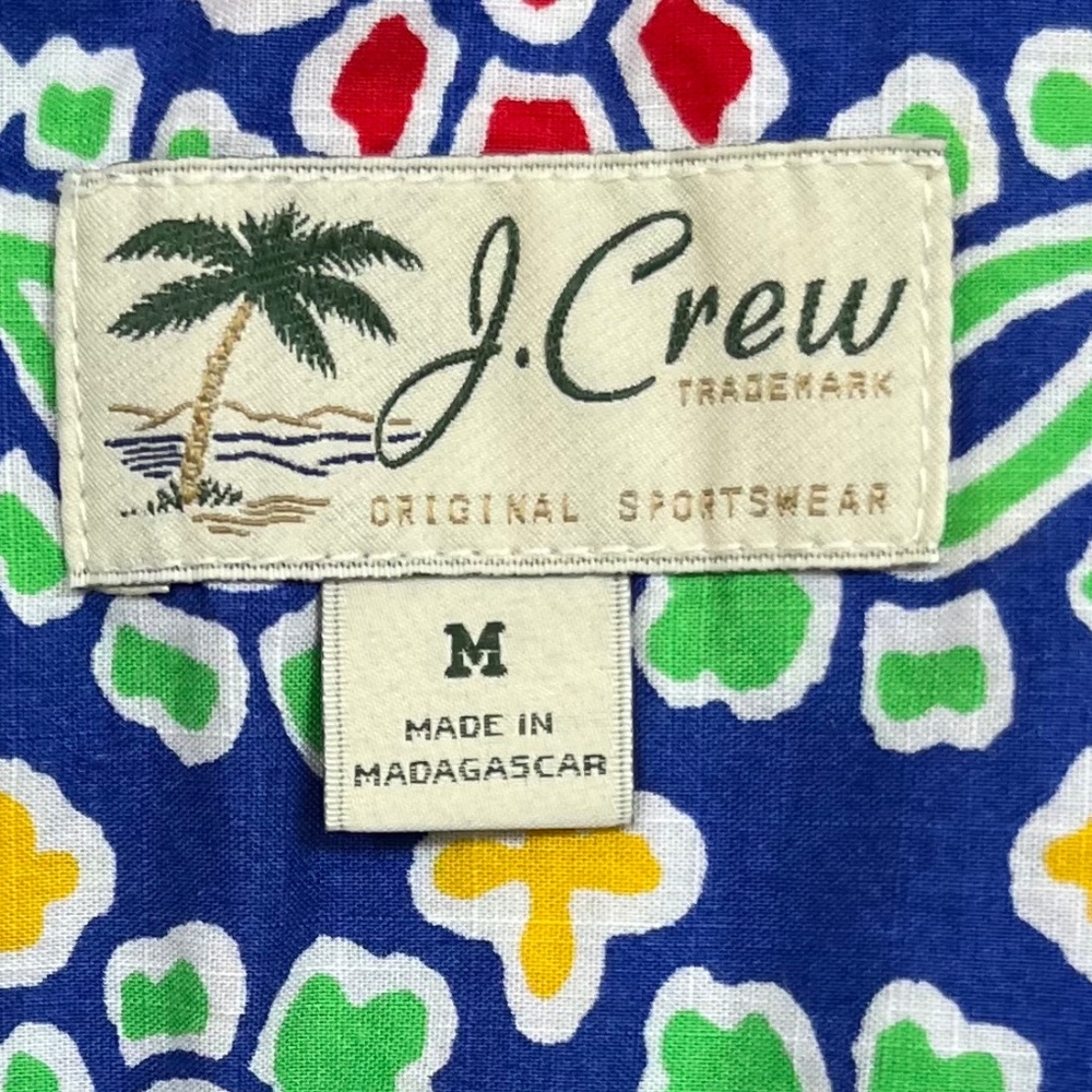 NWT J. Crew Blue Multicolor Slub Cotton Short Sleeve Collared Camp Shirt Size M - Picture 6 of 8